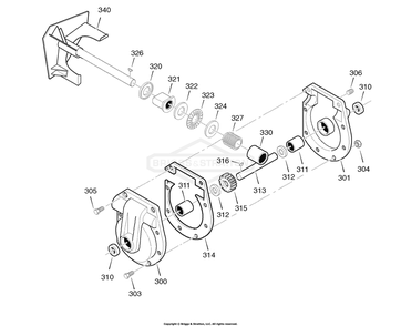 Gear Case Diagram and Parts List for C950-52848-0 (1695561)(2008) Briggs and Stratton Snow Blower
